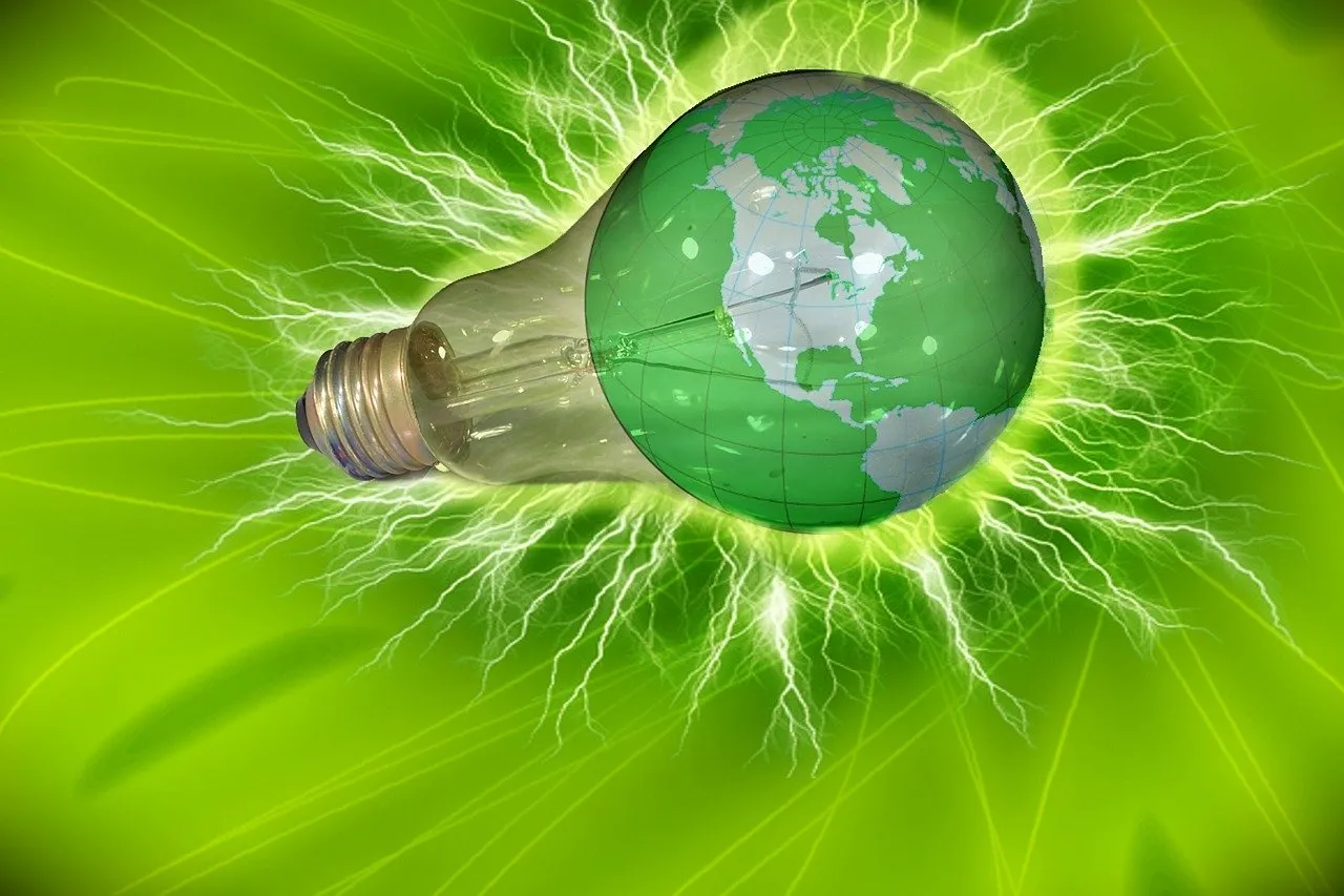 Glowing light bulb representing electricity
